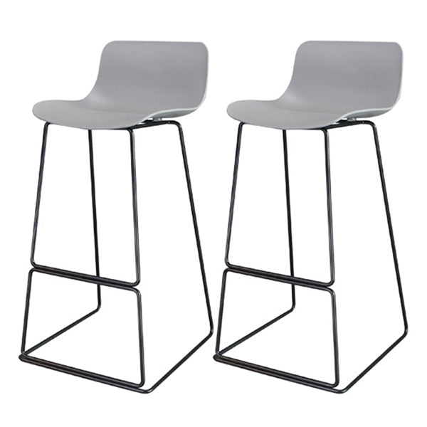Modern Style Bar-stool Plastic Counter Bar Stool with Metal Legs for Restaurant Light Gray-Black 2 Piece Set Clearhalo 'Bar Furniture' 'Bar Stools' 'bar_stools' 'furn' 'furn_bar_stools' 'Furniture' 'furniture_bar_stools' 'Kitchen & Dining Furniture' 4780214