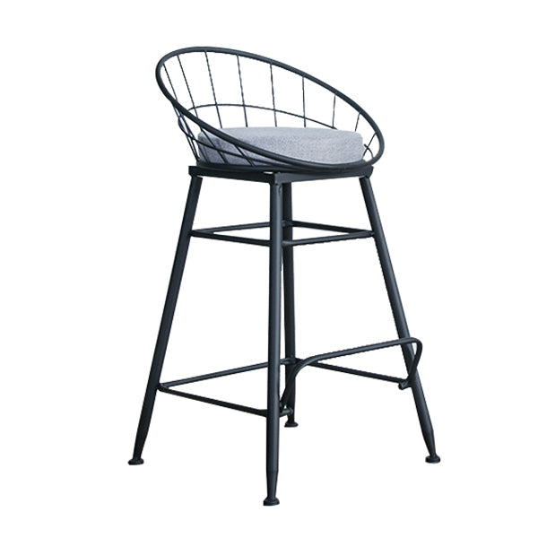 Glam Metal Bar and Counter Stool Round Low Back Stool with 4 Legs Black 1 Piece Counter Stool(26"H) Clearhalo 'Bar Furniture' 'Bar Stools' 'bar_stools' 'furn' 'furn_bar_stools' 'Furniture' 'furniture_bar_stools' 'Kitchen & Dining Furniture' 4780218