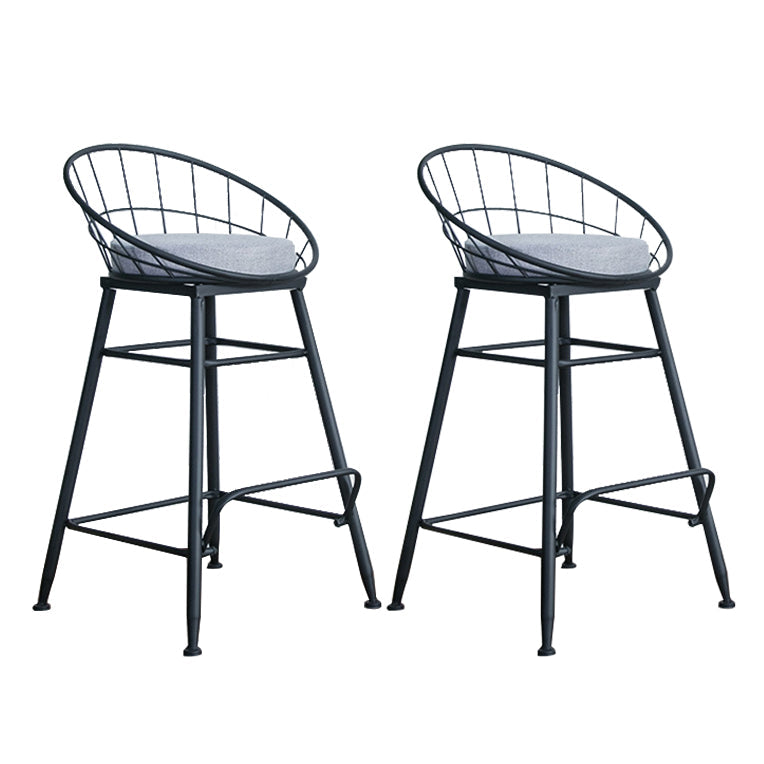 Glam Metal Bar and Counter Stool Round Low Back Stool with 4 Legs Black 2 Piece Set Counter Stool(26"H) Clearhalo 'Bar Furniture' 'Bar Stools' 'bar_stools' 'furn' 'furn_bar_stools' 'Furniture' 'furniture_bar_stools' 'Kitchen & Dining Furniture' 4780220