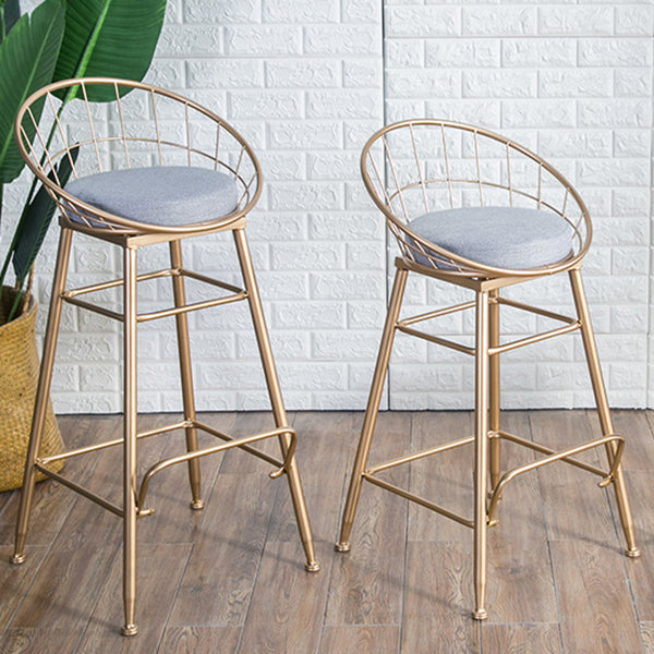 Glam Metal Bar and Counter Stool Round Low Back Stool with 4 Legs Clearhalo 'Bar Furniture' 'Bar Stools' 'bar_stools' 'furn' 'furn_bar_stools' 'Furniture' 'furniture_bar_stools' 'Kitchen & Dining Furniture' 4780221