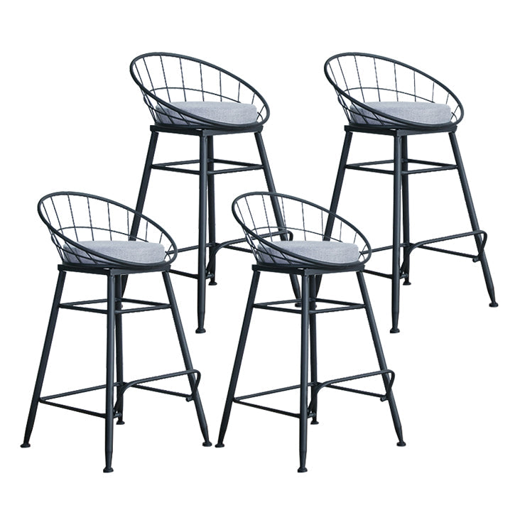 Glam Metal Bar and Counter Stool Round Low Back Stool with 4 Legs Black 4 Piece Set Counter Stool(26"H) Clearhalo 'Bar Furniture' 'Bar Stools' 'bar_stools' 'furn' 'furn_bar_stools' 'Furniture' 'furniture_bar_stools' 'Kitchen & Dining Furniture' 4780222