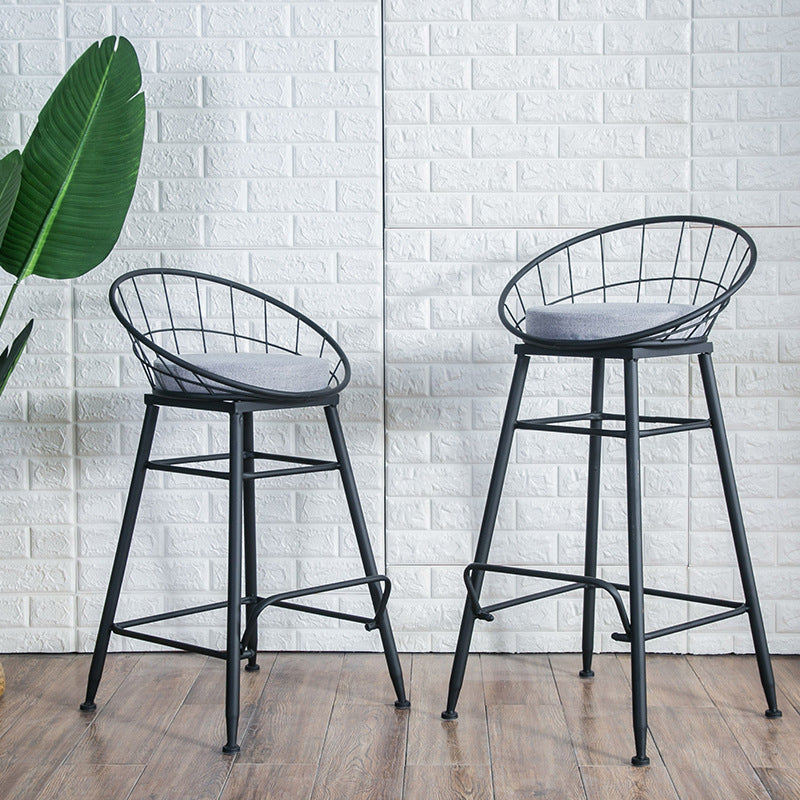 Glam Metal Bar and Counter Stool Round Low Back Stool with 4 Legs Clearhalo 'Bar Furniture' 'Bar Stools' 'bar_stools' 'furn' 'furn_bar_stools' 'Furniture' 'furniture_bar_stools' 'Kitchen & Dining Furniture' 4780224