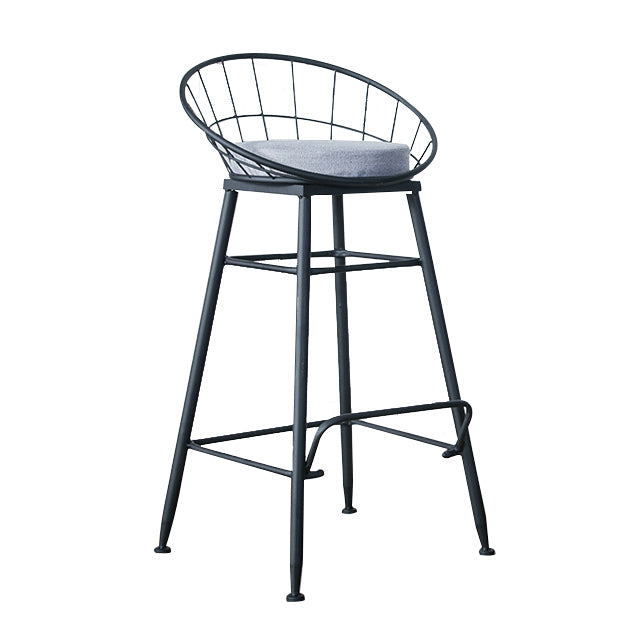 Glam Metal Bar and Counter Stool Round Low Back Stool with 4 Legs Clearhalo 'Bar Furniture' 'Bar Stools' 'bar_stools' 'furn' 'furn_bar_stools' 'Furniture' 'furniture_bar_stools' 'Kitchen & Dining Furniture' 4780225