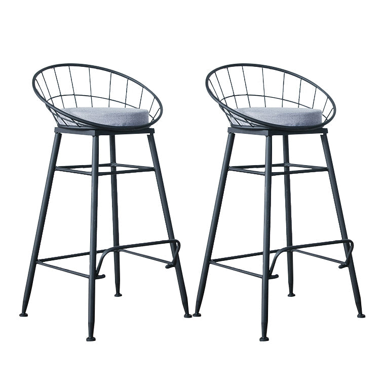 Glam Metal Bar and Counter Stool Round Low Back Stool with 4 Legs Black 2 Piece Set Bar Stool(30"H) Clearhalo 'Bar Furniture' 'Bar Stools' 'bar_stools' 'furn' 'furn_bar_stools' 'Furniture' 'furniture_bar_stools' 'Kitchen & Dining Furniture' 4780226