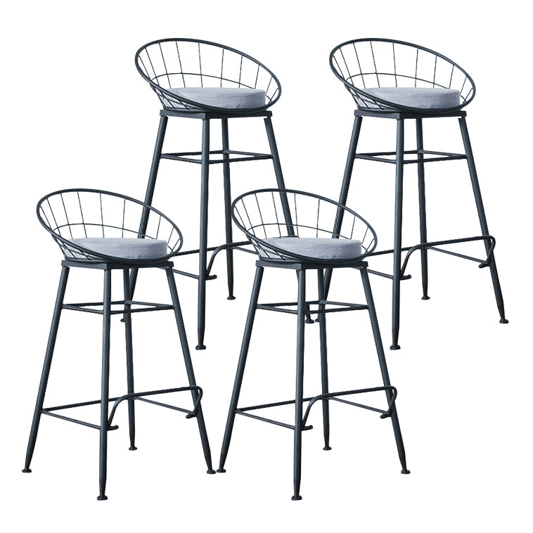 Glam Metal Bar and Counter Stool Round Low Back Stool with 4 Legs Black 4 Piece Set Bar Stool(30"H) Clearhalo 'Bar Furniture' 'Bar Stools' 'bar_stools' 'furn' 'furn_bar_stools' 'Furniture' 'furniture_bar_stools' 'Kitchen & Dining Furniture' 4780228