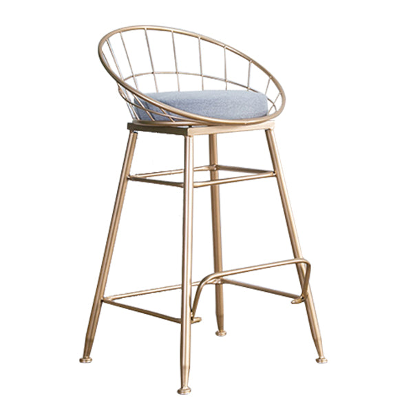 Glam Metal Bar and Counter Stool Round Low Back Stool with 4 Legs Gold 1 Piece Counter Stool(26"H) Clearhalo 'Bar Furniture' 'Bar Stools' 'bar_stools' 'furn' 'furn_bar_stools' 'Furniture' 'furniture_bar_stools' 'Kitchen & Dining Furniture' 4780230