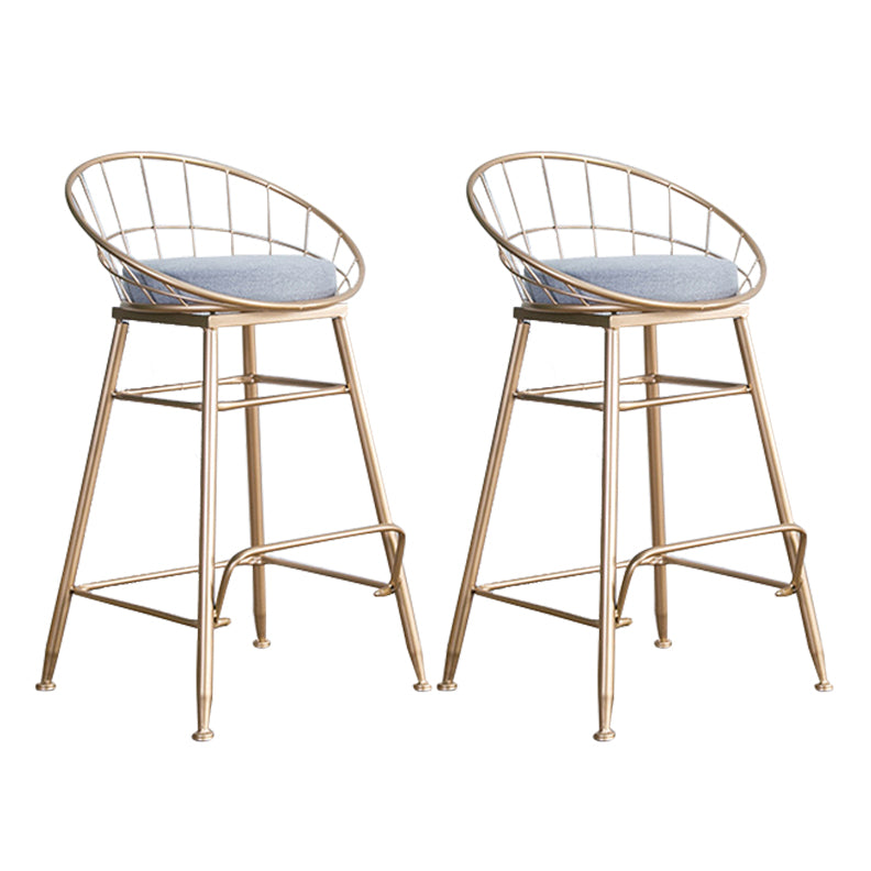 Glam Metal Bar and Counter Stool Round Low Back Stool with 4 Legs Gold 2 Piece Set Counter Stool(26"H) Clearhalo 'Bar Furniture' 'Bar Stools' 'bar_stools' 'furn' 'furn_bar_stools' 'Furniture' 'furniture_bar_stools' 'Kitchen & Dining Furniture' 4780231