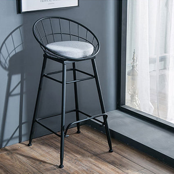 Glam Metal Bar and Counter Stool Round Low Back Stool with 4 Legs Clearhalo 'Bar Furniture' 'Bar Stools' 'bar_stools' 'furn' 'furn_bar_stools' 'Furniture' 'furniture_bar_stools' 'Kitchen & Dining Furniture' 4780232