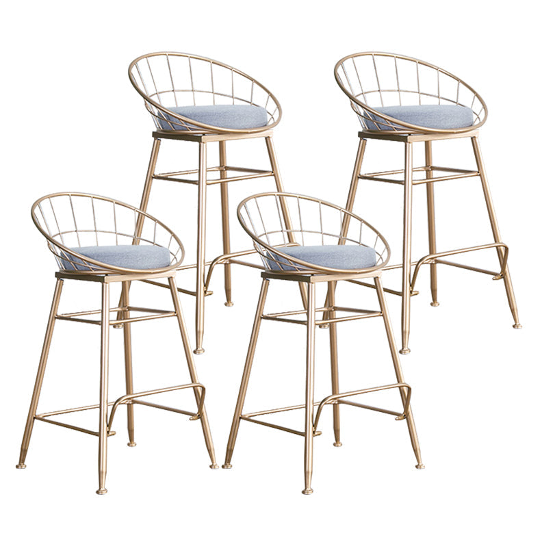 Glam Metal Bar and Counter Stool Round Low Back Stool with 4 Legs Gold 4 Piece Set Counter Stool(26"H) Clearhalo 'Bar Furniture' 'Bar Stools' 'bar_stools' 'furn' 'furn_bar_stools' 'Furniture' 'furniture_bar_stools' 'Kitchen & Dining Furniture' 4780233
