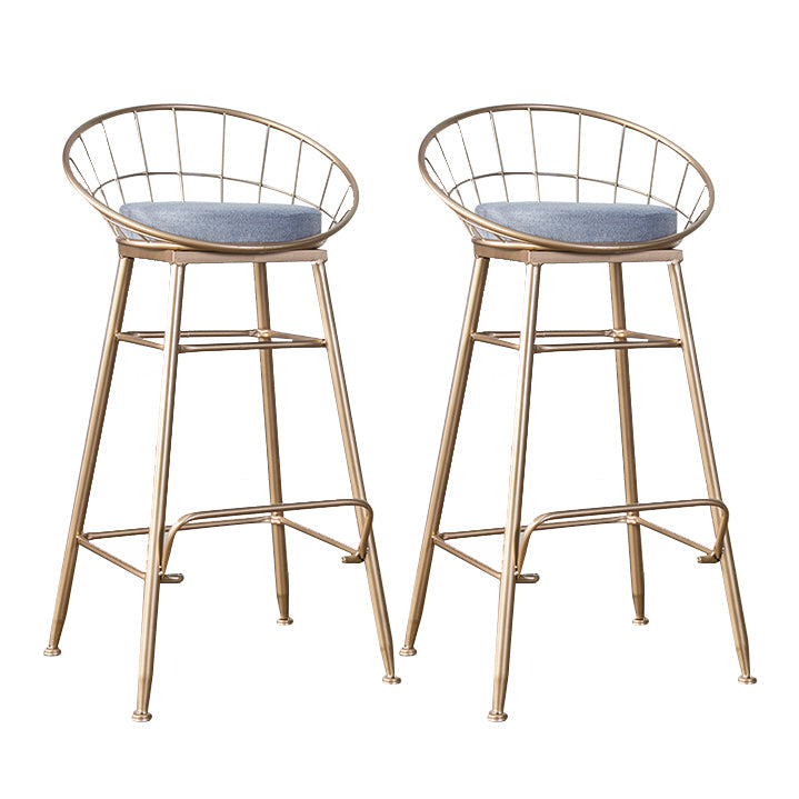 Glam Metal Bar and Counter Stool Round Low Back Stool with 4 Legs Gold 2 Piece Set Bar Stool(30"H) Clearhalo 'Bar Furniture' 'Bar Stools' 'bar_stools' 'furn' 'furn_bar_stools' 'Furniture' 'furniture_bar_stools' 'Kitchen & Dining Furniture' 4780236