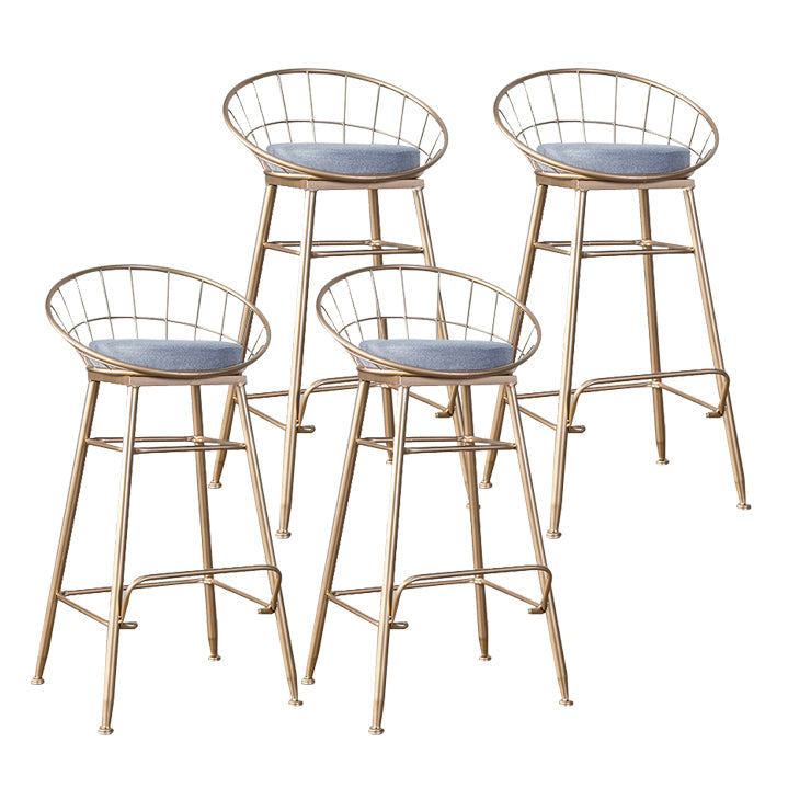 Glam Metal Bar and Counter Stool Round Low Back Stool with 4 Legs Gold 4 Piece Set Bar Stool(30"H) Clearhalo 'Bar Furniture' 'Bar Stools' 'bar_stools' 'furn' 'furn_bar_stools' 'Furniture' 'furniture_bar_stools' 'Kitchen & Dining Furniture' 4780237
