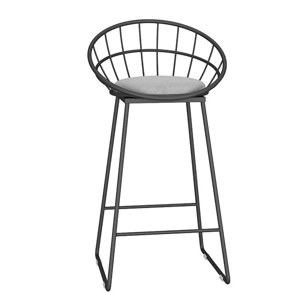 Glam Metal Bar and Counter Stool Low Back Stool with Sled Base Black 1 Piece Clearhalo 'Bar Furniture' 'Bar Stools' 'bar_stools' 'furn' 'furn_bar_stools' 'Furniture' 'furniture_bar_stools' 'Kitchen & Dining Furniture' 4780241