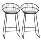 Glam Metal Bar and Counter Stool Low Back Stool with Sled Base Black 2 Piece Set Clearhalo 'Bar Furniture' 'Bar Stools' 'bar_stools' 'furn' 'furn_bar_stools' 'Furniture' 'furniture_bar_stools' 'Kitchen & Dining Furniture' 4780243