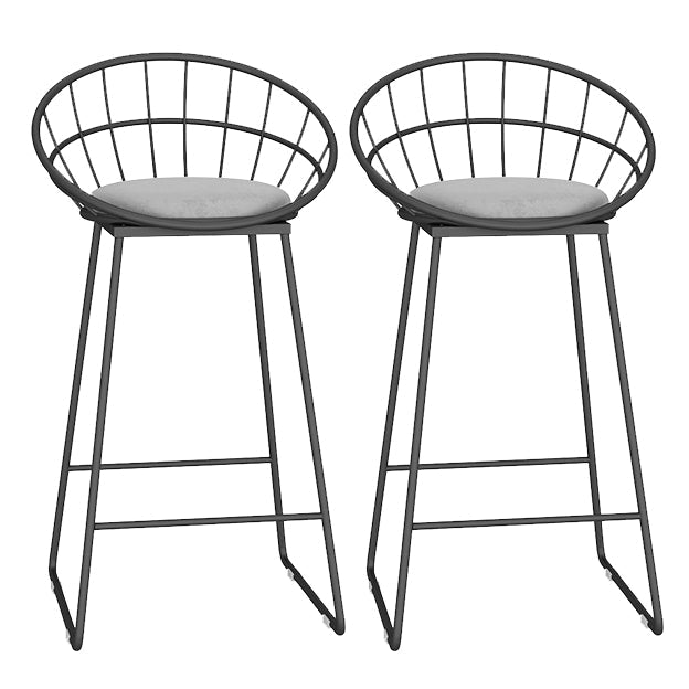 Glam Metal Bar and Counter Stool Low Back Stool with Sled Base Black 2 Piece Set Clearhalo 'Bar Furniture' 'Bar Stools' 'bar_stools' 'furn' 'furn_bar_stools' 'Furniture' 'furniture_bar_stools' 'Kitchen & Dining Furniture' 4780243