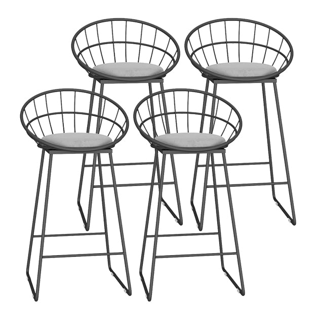 Glam Metal Bar and Counter Stool Low Back Stool with Sled Base Black 4 Piece Set Clearhalo 'Bar Furniture' 'Bar Stools' 'bar_stools' 'furn' 'furn_bar_stools' 'Furniture' 'furniture_bar_stools' 'Kitchen & Dining Furniture' 4780245