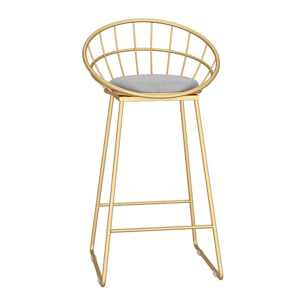 Glam Metal Bar and Counter Stool Low Back Stool with Sled Base Grey 1 Piece Clearhalo 'Bar Furniture' 'Bar Stools' 'bar_stools' 'furn' 'furn_bar_stools' 'Furniture' 'furniture_bar_stools' 'Kitchen & Dining Furniture' 4780246