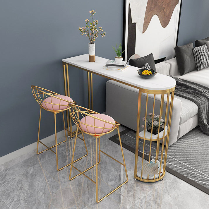Glam Metal Bar and Counter Stool Low Back Stool with Sled Base Clearhalo 'Bar Furniture' 'Bar Stools' 'bar_stools' 'furn' 'furn_bar_stools' 'Furniture' 'furniture_bar_stools' 'Kitchen & Dining Furniture' 4780247