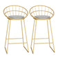 Glam Metal Bar and Counter Stool Low Back Stool with Sled Base Grey 2 Piece Set Clearhalo 'Bar Furniture' 'Bar Stools' 'bar_stools' 'furn' 'furn_bar_stools' 'Furniture' 'furniture_bar_stools' 'Kitchen & Dining Furniture' 4780248