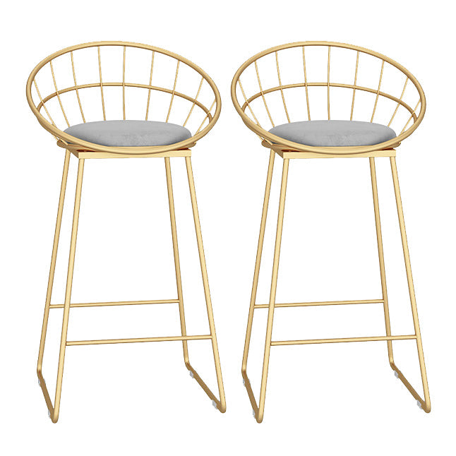 Glam Metal Bar and Counter Stool Low Back Stool with Sled Base Grey 2 Piece Set Clearhalo 'Bar Furniture' 'Bar Stools' 'bar_stools' 'furn' 'furn_bar_stools' 'Furniture' 'furniture_bar_stools' 'Kitchen & Dining Furniture' 4780248