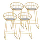 Glam Metal Bar and Counter Stool Low Back Stool with Sled Base Grey 4 Piece Set Clearhalo 'Bar Furniture' 'Bar Stools' 'bar_stools' 'furn' 'furn_bar_stools' 'Furniture' 'furniture_bar_stools' 'Kitchen & Dining Furniture' 4780251