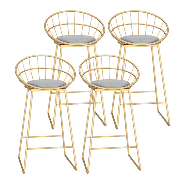 Glam Metal Bar and Counter Stool Low Back Stool with Sled Base Grey 4 Piece Set Clearhalo 'Bar Furniture' 'Bar Stools' 'bar_stools' 'furn' 'furn_bar_stools' 'Furniture' 'furniture_bar_stools' 'Kitchen & Dining Furniture' 4780251