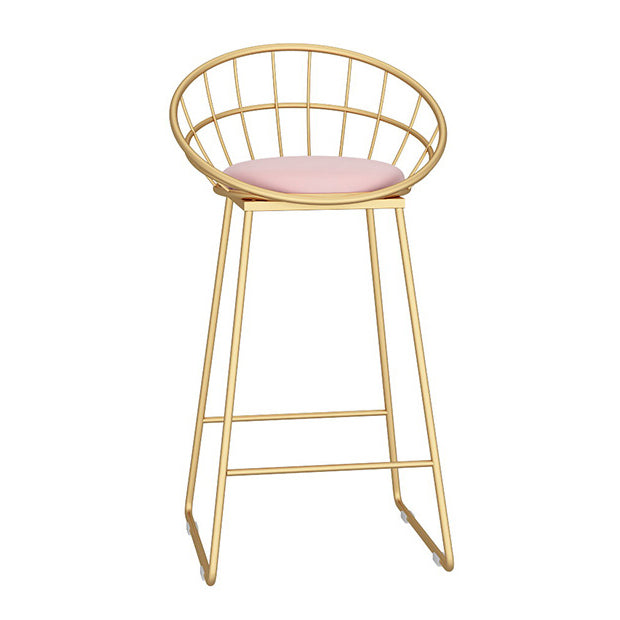 Glam Metal Bar and Counter Stool Low Back Stool with Sled Base Pink 1 Piece Clearhalo 'Bar Furniture' 'Bar Stools' 'bar_stools' 'furn' 'furn_bar_stools' 'Furniture' 'furniture_bar_stools' 'Kitchen & Dining Furniture' 4780252