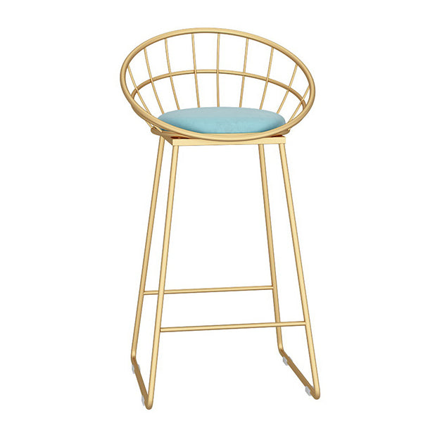 Glam Metal Bar and Counter Stool Low Back Stool with Sled Base Blue 1 Piece Clearhalo 'Bar Furniture' 'Bar Stools' 'bar_stools' 'furn' 'furn_bar_stools' 'Furniture' 'furniture_bar_stools' 'Kitchen & Dining Furniture' 4780257