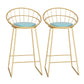 Glam Metal Bar and Counter Stool Low Back Stool with Sled Base Blue 2 Piece Set Clearhalo 'Bar Furniture' 'Bar Stools' 'bar_stools' 'furn' 'furn_bar_stools' 'Furniture' 'furniture_bar_stools' 'Kitchen & Dining Furniture' 4780258