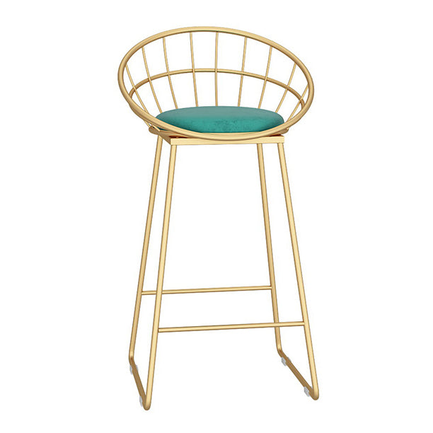 Glam Metal Bar and Counter Stool Low Back Stool with Sled Base Green 1 Piece Clearhalo 'Bar Furniture' 'Bar Stools' 'bar_stools' 'furn' 'furn_bar_stools' 'Furniture' 'furniture_bar_stools' 'Kitchen & Dining Furniture' 4780260