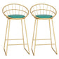 Glam Metal Bar and Counter Stool Low Back Stool with Sled Base Green 2 Piece Set Clearhalo 'Bar Furniture' 'Bar Stools' 'bar_stools' 'furn' 'furn_bar_stools' 'Furniture' 'furniture_bar_stools' 'Kitchen & Dining Furniture' 4780261