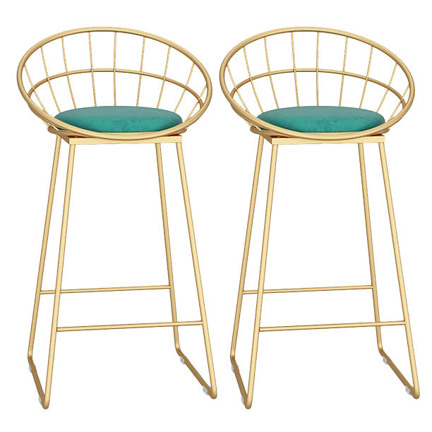 Glam Metal Bar and Counter Stool Low Back Stool with Sled Base Green 2 Piece Set Clearhalo 'Bar Furniture' 'Bar Stools' 'bar_stools' 'furn' 'furn_bar_stools' 'Furniture' 'furniture_bar_stools' 'Kitchen & Dining Furniture' 4780261