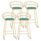 Glam Metal Bar and Counter Stool Low Back Stool with Sled Base Green 4 Piece Set Clearhalo 'Bar Furniture' 'Bar Stools' 'bar_stools' 'furn' 'furn_bar_stools' 'Furniture' 'furniture_bar_stools' 'Kitchen & Dining Furniture' 4780262