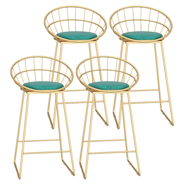 Glam Metal Bar and Counter Stool Low Back Stool with Sled Base Green 4 Piece Set Clearhalo 'Bar Furniture' 'Bar Stools' 'bar_stools' 'furn' 'furn_bar_stools' 'Furniture' 'furniture_bar_stools' 'Kitchen & Dining Furniture' 4780262