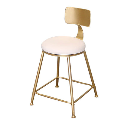 Glam Metal Bar and Counter Stool Low Back Stool with 4 Gold Legs 1 Piece Short Stool(18"H) Clearhalo 'Bar Furniture' 'Bar Stools' 'bar_stools' 'furn' 'furn_bar_stools' 'Furniture' 'furniture_bar_stools' 'Kitchen & Dining Furniture' 4780265