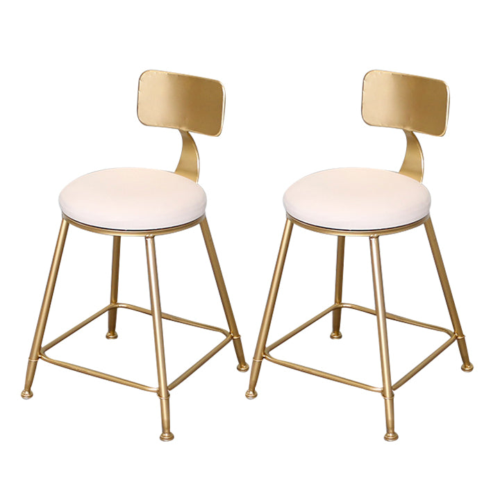 Glam Metal Bar and Counter Stool Low Back Stool with 4 Gold Legs 2 Piece Set Short Stool(18"H) Clearhalo 'Bar Furniture' 'Bar Stools' 'bar_stools' 'furn' 'furn_bar_stools' 'Furniture' 'furniture_bar_stools' 'Kitchen & Dining Furniture' 4780266