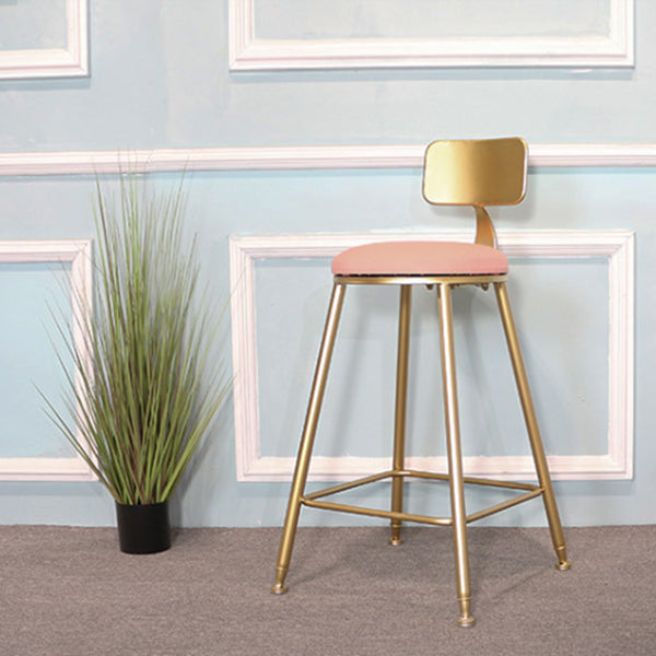 Glam Metal Bar and Counter Stool Low Back Stool with 4 Gold Legs Clearhalo 'Bar Furniture' 'Bar Stools' 'bar_stools' 'furn' 'furn_bar_stools' 'Furniture' 'furniture_bar_stools' 'Kitchen & Dining Furniture' 4780267