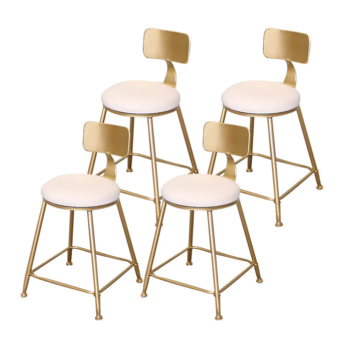 Glam Metal Bar and Counter Stool Low Back Stool with 4 Gold Legs 4 Piece Set Short Stool(18"H) Clearhalo 'Bar Furniture' 'Bar Stools' 'bar_stools' 'furn' 'furn_bar_stools' 'Furniture' 'furniture_bar_stools' 'Kitchen & Dining Furniture' 4780268