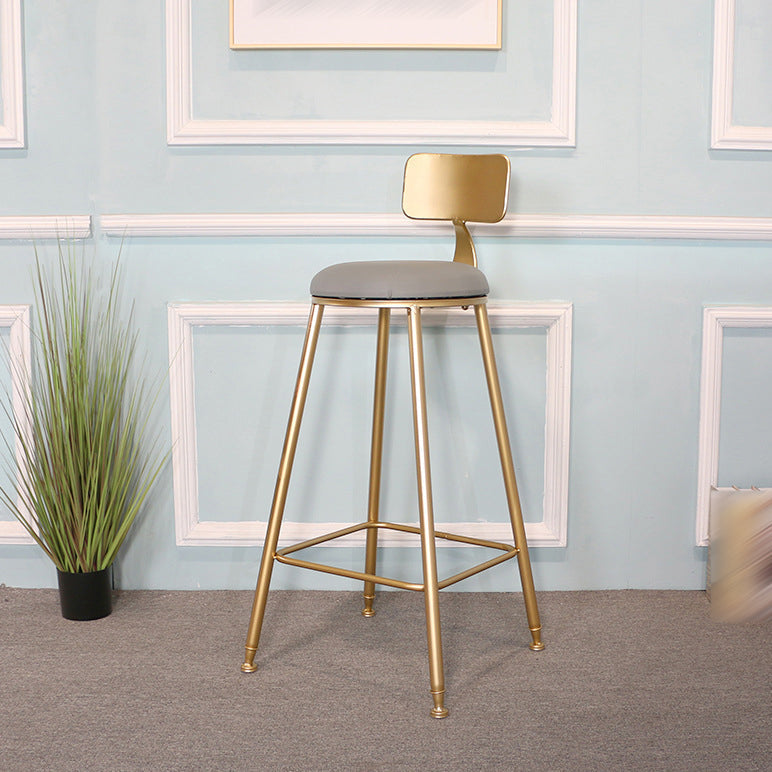 Glam Metal Bar and Counter Stool Low Back Stool with 4 Gold Legs Clearhalo 'Bar Furniture' 'Bar Stools' 'bar_stools' 'furn' 'furn_bar_stools' 'Furniture' 'furniture_bar_stools' 'Kitchen & Dining Furniture' 4780269