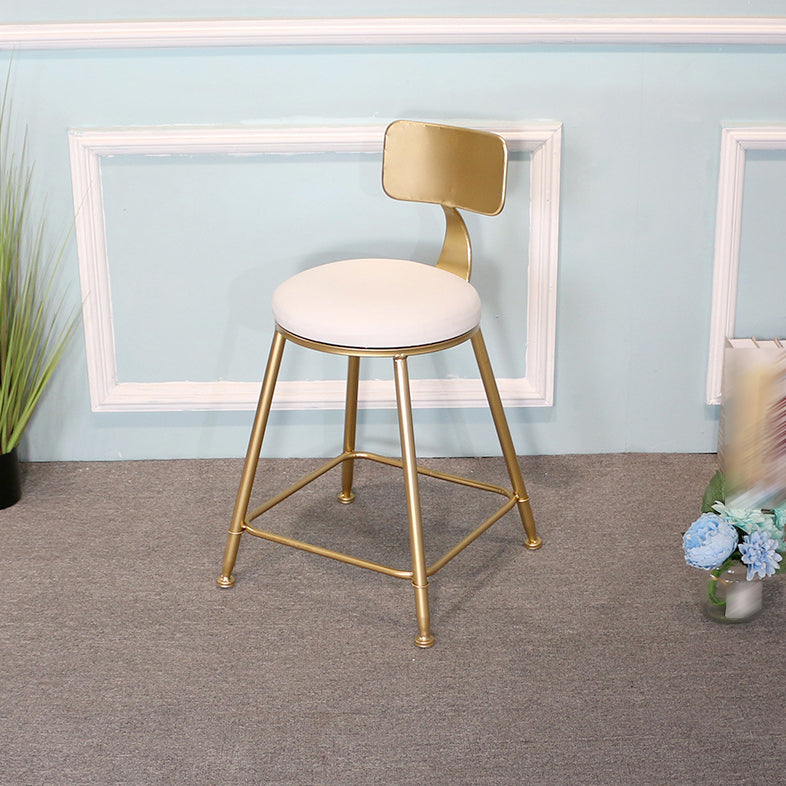 Glam Metal Bar and Counter Stool Low Back Stool with 4 Gold Legs Clearhalo 'Bar Furniture' 'Bar Stools' 'bar_stools' 'furn' 'furn_bar_stools' 'Furniture' 'furniture_bar_stools' 'Kitchen & Dining Furniture' 4780271