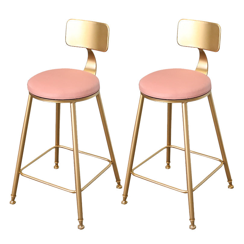 Glam Metal Bar and Counter Stool Low Back Stool with 4 Gold Legs 2 Piece Set Counter Stool(26"H) Clearhalo 'Bar Furniture' 'Bar Stools' 'bar_stools' 'furn' 'furn_bar_stools' 'Furniture' 'furniture_bar_stools' 'Kitchen & Dining Furniture' 4780272