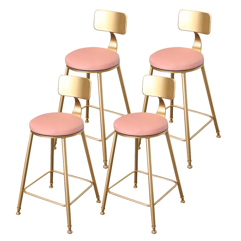 Glam Metal Bar and Counter Stool Low Back Stool with 4 Gold Legs 4 Piece Set Counter Stool(26"H) Clearhalo 'Bar Furniture' 'Bar Stools' 'bar_stools' 'furn' 'furn_bar_stools' 'Furniture' 'furniture_bar_stools' 'Kitchen & Dining Furniture' 4780274
