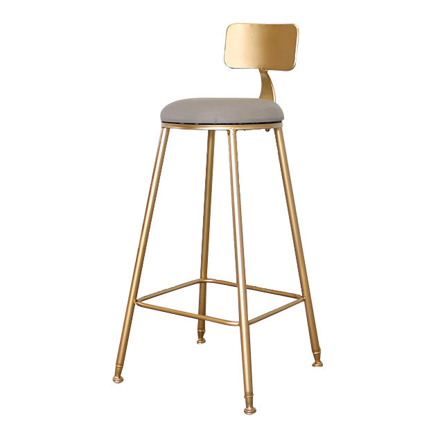 Glam Metal Bar and Counter Stool Low Back Stool with 4 Gold Legs 1 Piece Bar Stool(30"H) Clearhalo 'Bar Furniture' 'Bar Stools' 'bar_stools' 'furn' 'furn_bar_stools' 'Furniture' 'furniture_bar_stools' 'Kitchen & Dining Furniture' 4780276