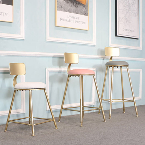 Glam Metal Bar and Counter Stool Low Back Stool with 4 Gold Legs Clearhalo 'Bar Furniture' 'Bar Stools' 'bar_stools' 'furn' 'furn_bar_stools' 'Furniture' 'furniture_bar_stools' 'Kitchen & Dining Furniture' 4780278