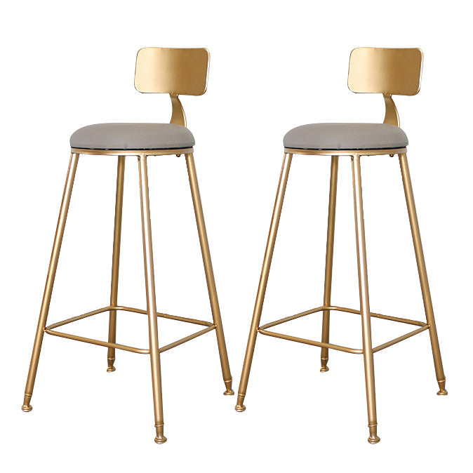 Glam Metal Bar and Counter Stool Low Back Stool with 4 Gold Legs 2 Piece Set Bar Stool(30"H) Clearhalo 'Bar Furniture' 'Bar Stools' 'bar_stools' 'furn' 'furn_bar_stools' 'Furniture' 'furniture_bar_stools' 'Kitchen & Dining Furniture' 4780279
