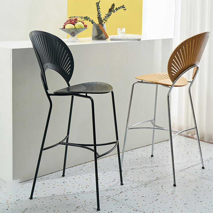 Contemporary Wood Bar and Counter Stool Low Back Stool with 4 Legs Clearhalo 'Bar Furniture' 'Bar Stools' 'bar_stools' 'furn' 'furn_bar_stools' 'Furniture' 'furniture_bar_stools' 'Kitchen & Dining Furniture' 4780285