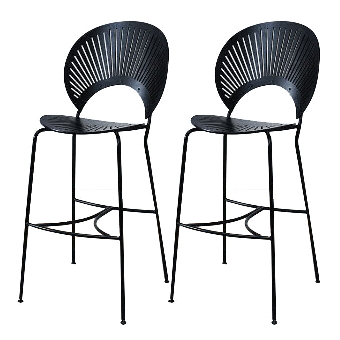 Contemporary Wood Bar and Counter Stool Low Back Stool with 4 Legs Black 2 Piece Set Clearhalo 'Bar Furniture' 'Bar Stools' 'bar_stools' 'furn' 'furn_bar_stools' 'Furniture' 'furniture_bar_stools' 'Kitchen & Dining Furniture' 4780287