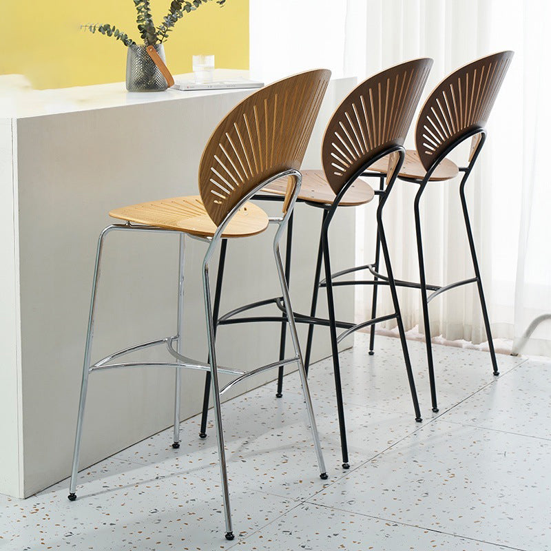 Contemporary Wood Bar and Counter Stool Low Back Stool with 4 Legs Clearhalo 'Bar Furniture' 'Bar Stools' 'bar_stools' 'furn' 'furn_bar_stools' 'Furniture' 'furniture_bar_stools' 'Kitchen & Dining Furniture' 4780288