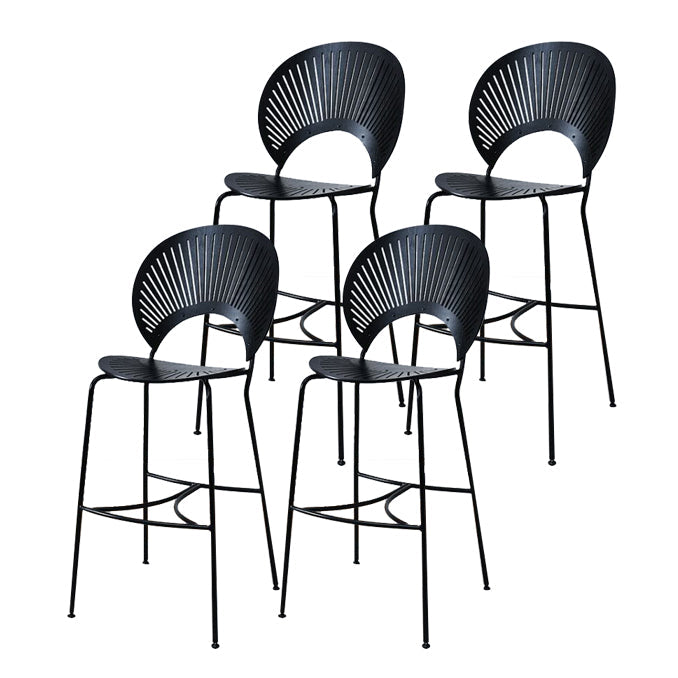 Contemporary Wood Bar and Counter Stool Low Back Stool with 4 Legs Black 4 Piece Set Clearhalo 'Bar Furniture' 'Bar Stools' 'bar_stools' 'furn' 'furn_bar_stools' 'Furniture' 'furniture_bar_stools' 'Kitchen & Dining Furniture' 4780290