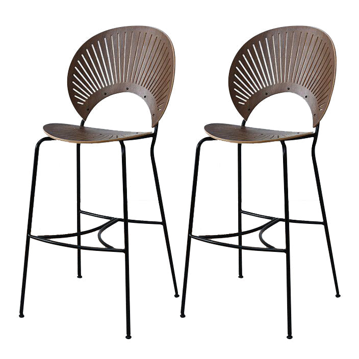 Contemporary Wood Bar and Counter Stool Low Back Stool with 4 Legs Brown 2 Piece Set Clearhalo 'Bar Furniture' 'Bar Stools' 'bar_stools' 'furn' 'furn_bar_stools' 'Furniture' 'furniture_bar_stools' 'Kitchen & Dining Furniture' 4780294