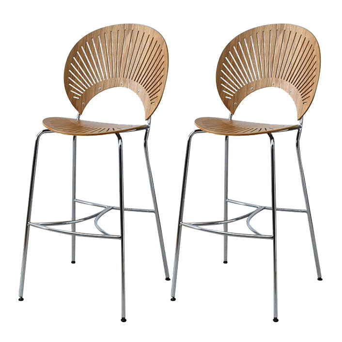 Contemporary Wood Bar and Counter Stool Low Back Stool with 4 Legs Natural 2 Piece Set Clearhalo 'Bar Furniture' 'Bar Stools' 'bar_stools' 'furn' 'furn_bar_stools' 'Furniture' 'furniture_bar_stools' 'Kitchen & Dining Furniture' 4780299